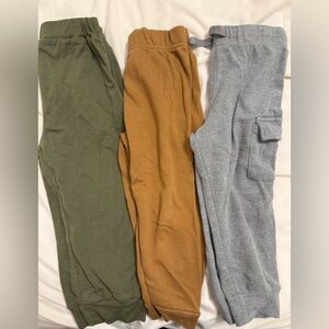 Set of Three Jogger Pants in Green, Mustard, and Gray Toddler 3T